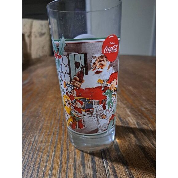 Vintage '94 Coca Cola Krystal Christmas Holiday Santa Collectible Drinking Glass - Picture 2 of 6